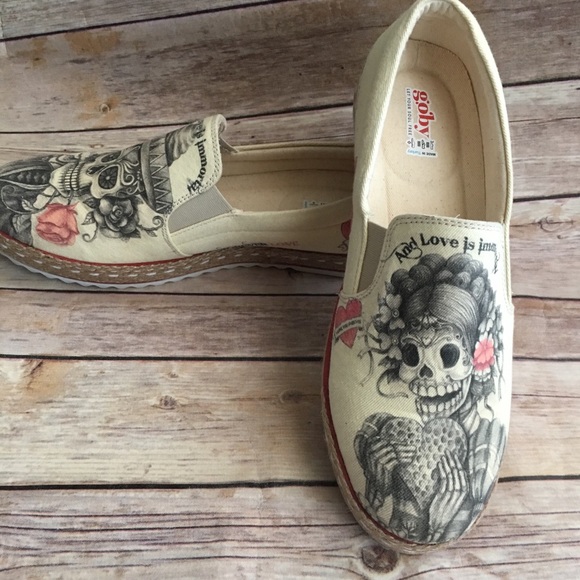Goby Shoes - Goby Sugar Skull Slip-ons shoes